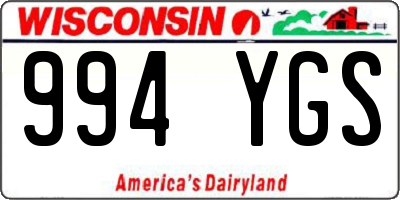 WI license plate 994YGS