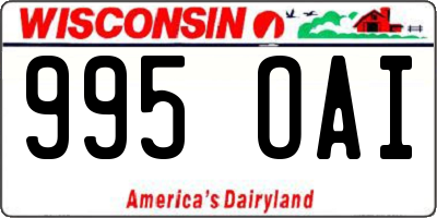 WI license plate 995OAI