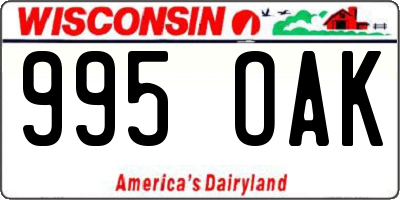 WI license plate 995OAK