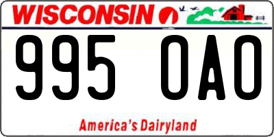 WI license plate 995OAO