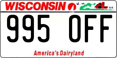 WI license plate 995OFF
