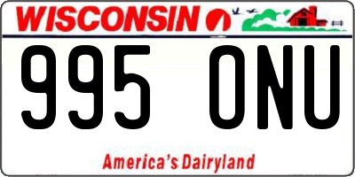 WI license plate 995ONU