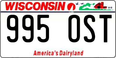 WI license plate 995OST