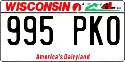 WI license plate 995PKO