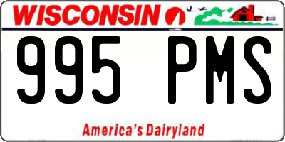 WI license plate 995PMS