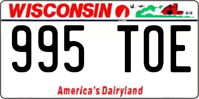 WI license plate 995TOE