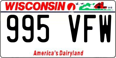 WI license plate 995VFW
