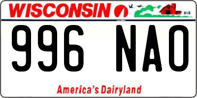 WI license plate 996NAO