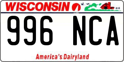 WI license plate 996NCA