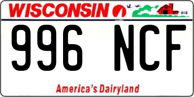 WI license plate 996NCF
