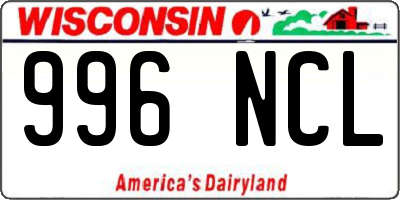 WI license plate 996NCL