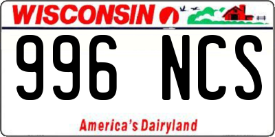 WI license plate 996NCS