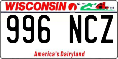 WI license plate 996NCZ
