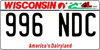 WI license plate 996NDC