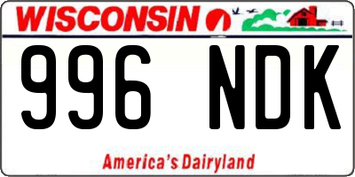 WI license plate 996NDK