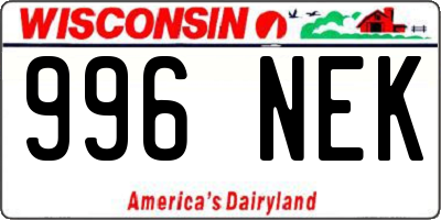 WI license plate 996NEK