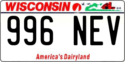 WI license plate 996NEV