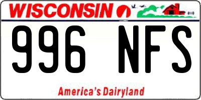 WI license plate 996NFS
