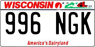 WI license plate 996NGK