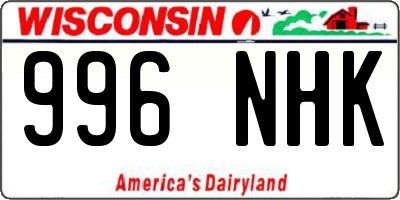 WI license plate 996NHK