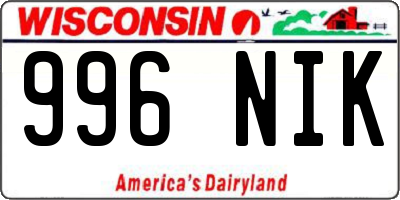 WI license plate 996NIK