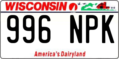 WI license plate 996NPK