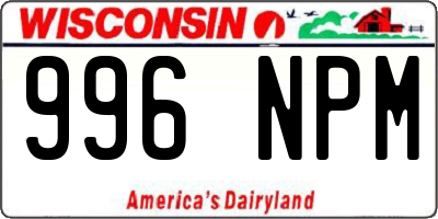 WI license plate 996NPM
