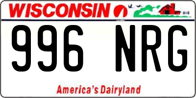 WI license plate 996NRG