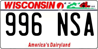 WI license plate 996NSA