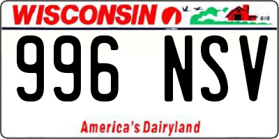 WI license plate 996NSV
