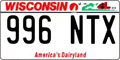 WI license plate 996NTX