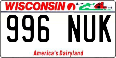 WI license plate 996NUK