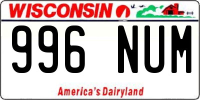 WI license plate 996NUM