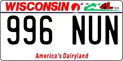 WI license plate 996NUN