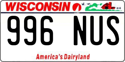 WI license plate 996NUS
