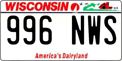 WI license plate 996NWS
