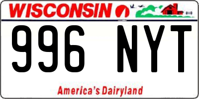 WI license plate 996NYT