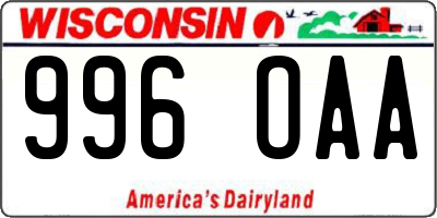 WI license plate 996OAA