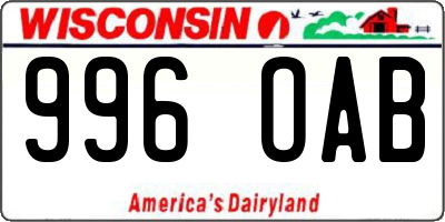 WI license plate 996OAB