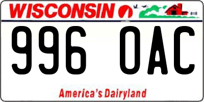 WI license plate 996OAC