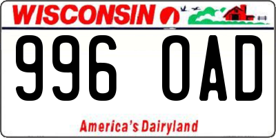 WI license plate 996OAD