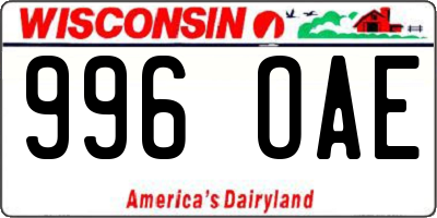 WI license plate 996OAE