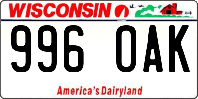 WI license plate 996OAK