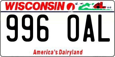 WI license plate 996OAL