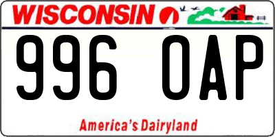 WI license plate 996OAP