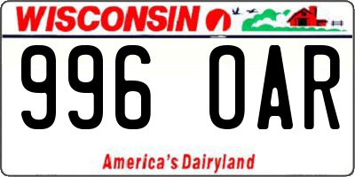 WI license plate 996OAR