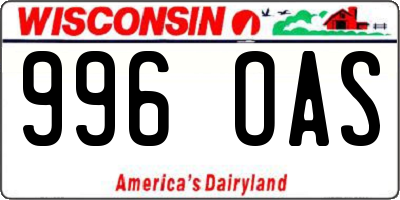 WI license plate 996OAS