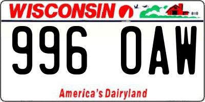 WI license plate 996OAW
