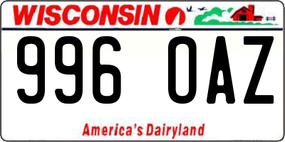 WI license plate 996OAZ