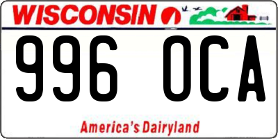 WI license plate 996OCA